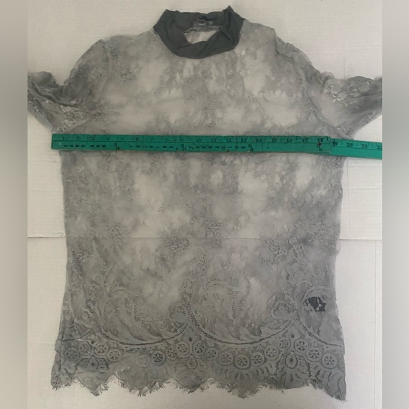 POL charcoal long lace bell sleeve boho overlay top size M - Picture 9 of 9